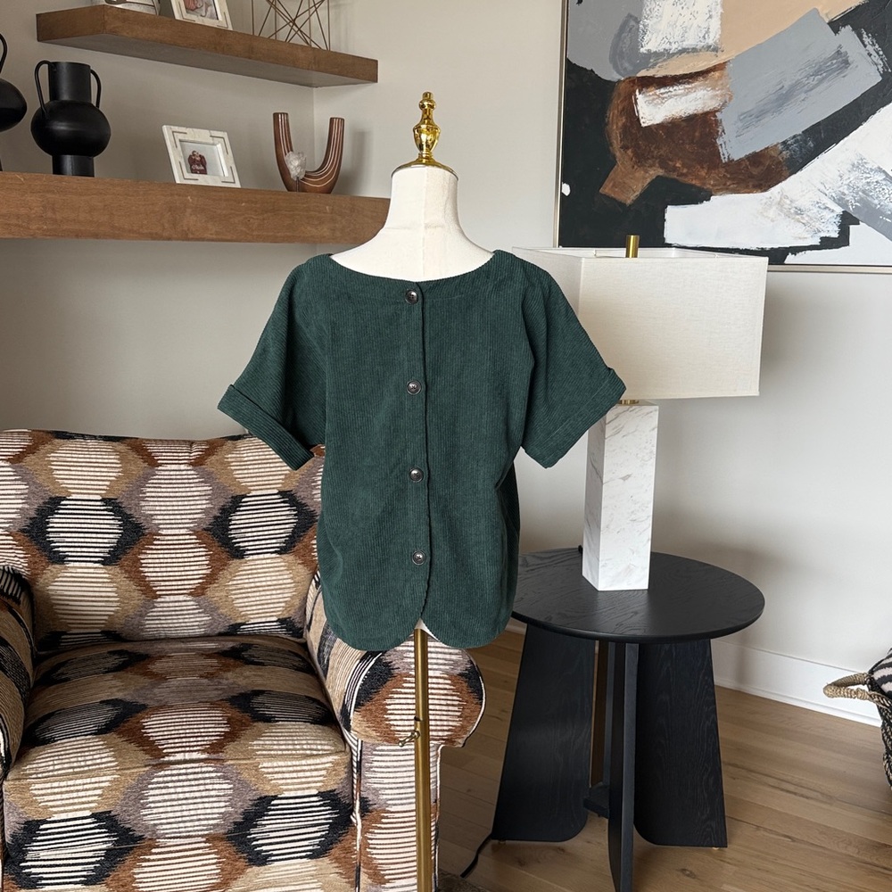 Madewell Collette Drapey Corduroy V Neck Top - Picture 3 of 10